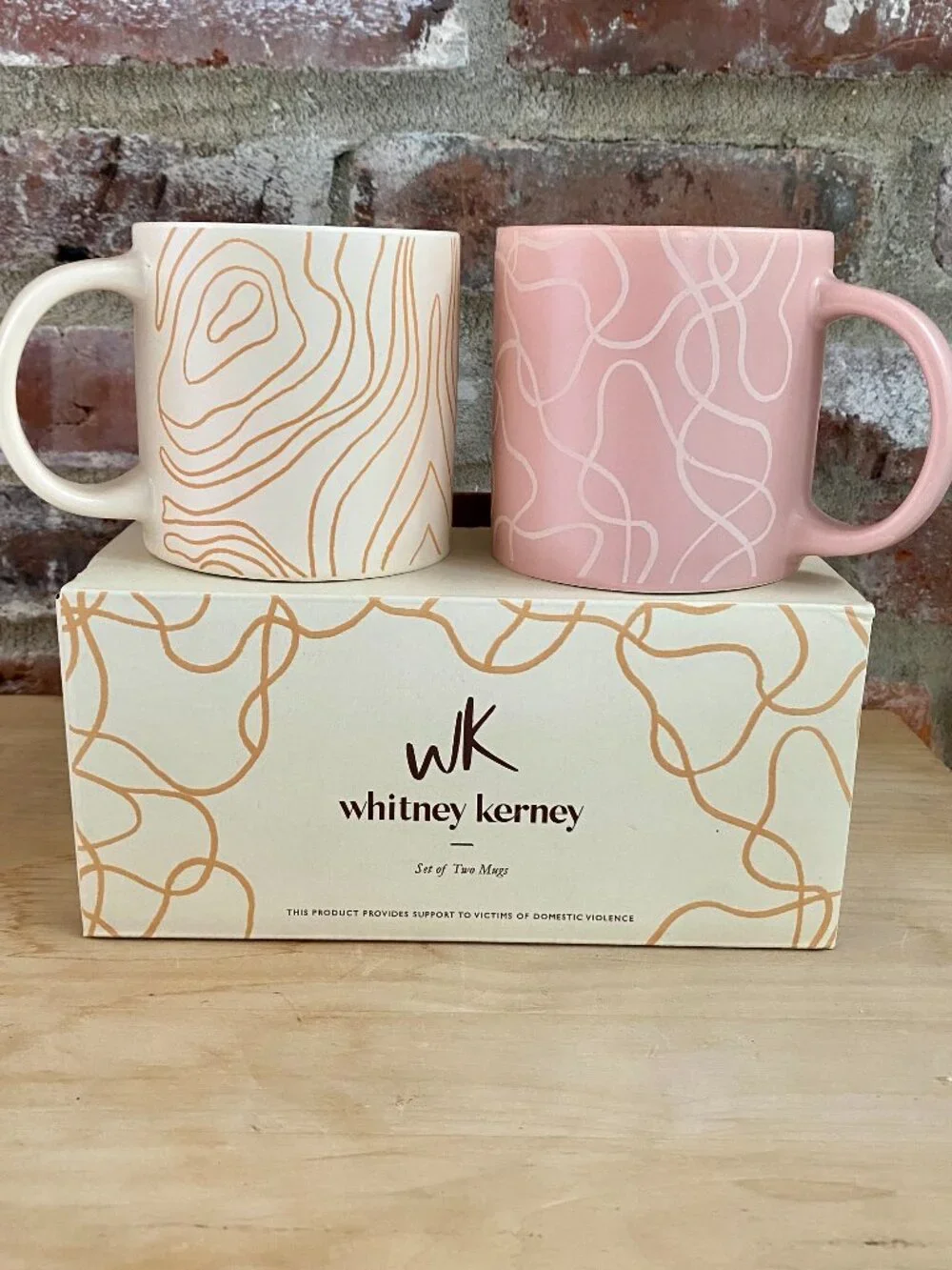 Whitney Kerney: Set of 2 Mugs, Ivory and Pink, Brand New in Original Packaging.